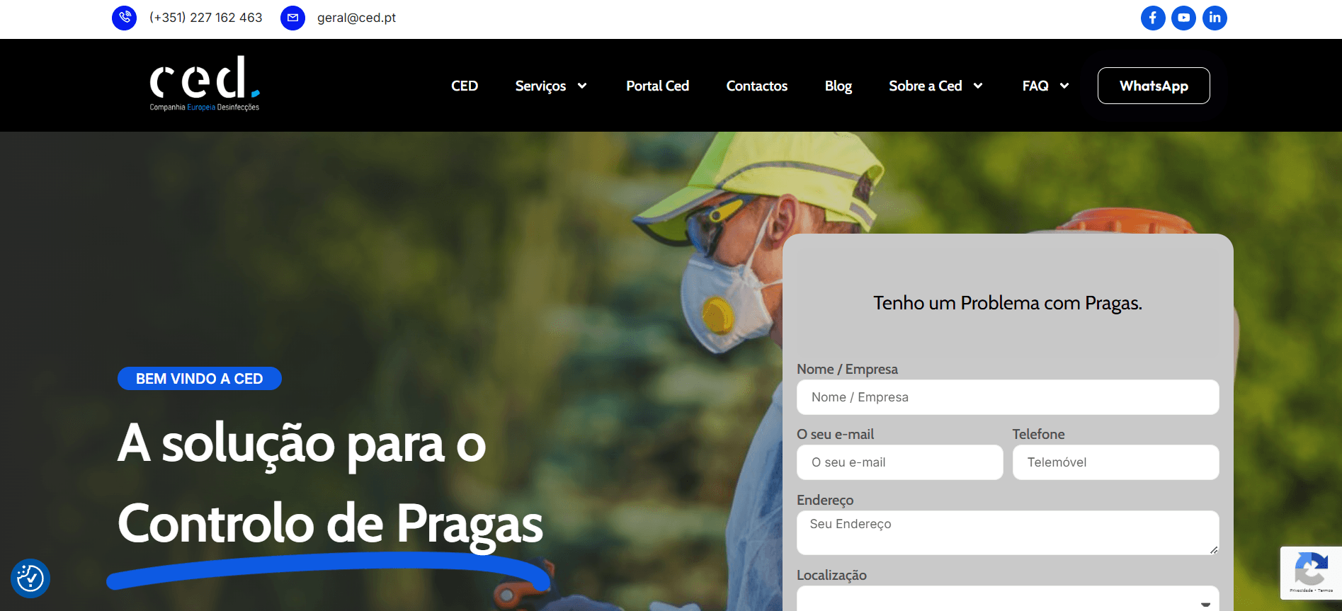 Site de Controlo de Pragas em Portugal